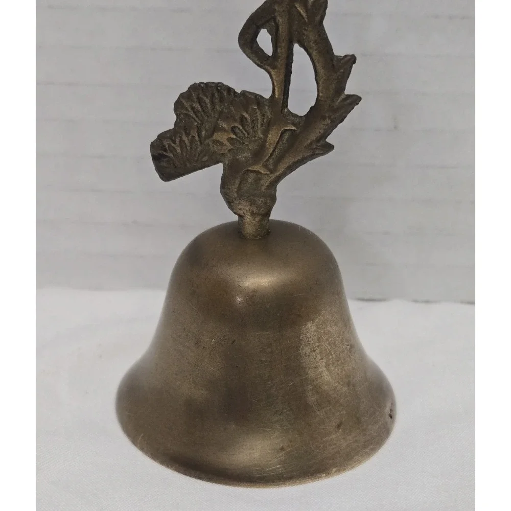 Vtg Solid Brass Stork Hand Bell 4